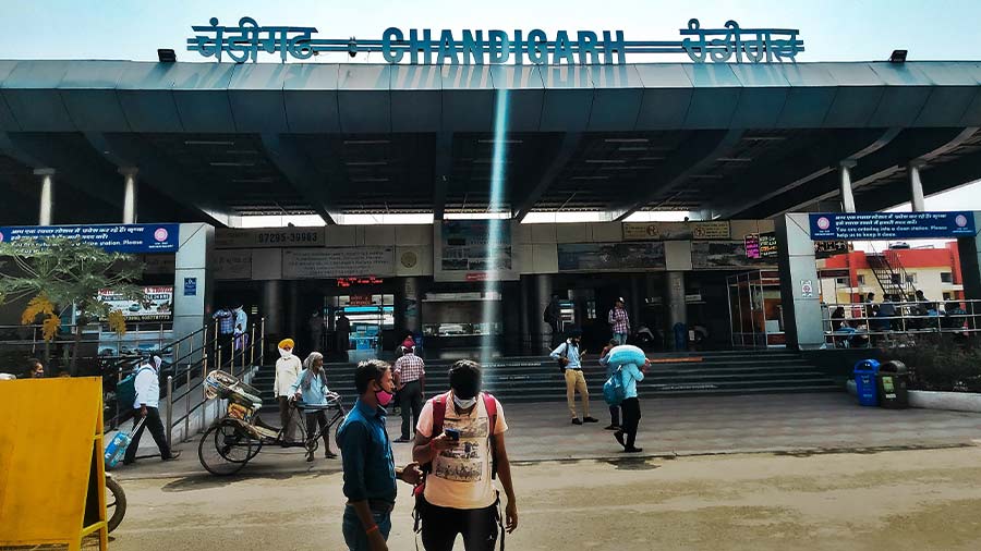 Chandigarh lies near the foothills of the Himalayas, some 260km north of New Delhi and 229km southeast of Amritsar. Above, the Chandigarh railway station 