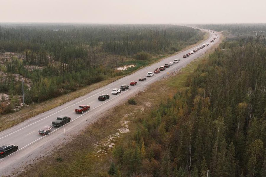 Nearly all the residents of Yellowknife have left the northern city