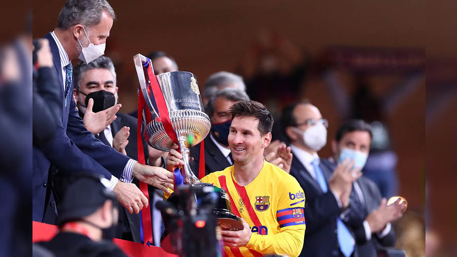 Messi won the bulk of his trophies at Barcelona, with the Copa Del Rey in 2021 being his last team title for the club