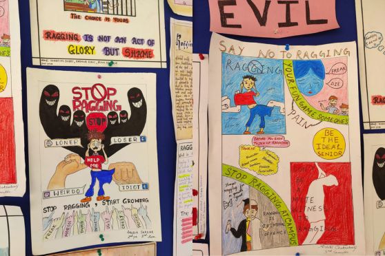 Posters made by students on the anti-ragging theme
