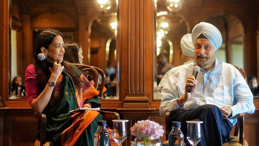 Esha Dutta (left) in conversation with Sarna