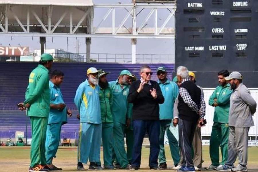 ICC head curator Andy Atkinson (centre), in a photo posted on X