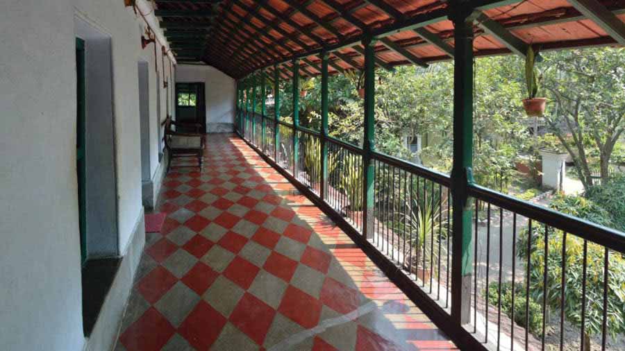 The southern veranda of first floor of Sarat Smriti Mandir at Samtaberia