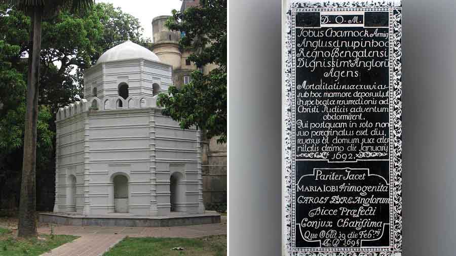 Another look at Charnock’s tomb, and (R) his epitaph in Latin 