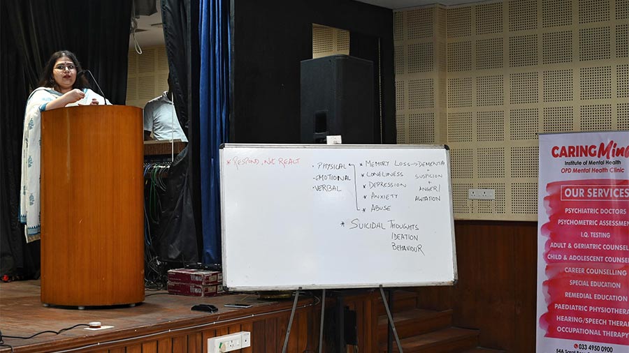 Psychologist for Caring Minds, Megha Kar addressing the workshop