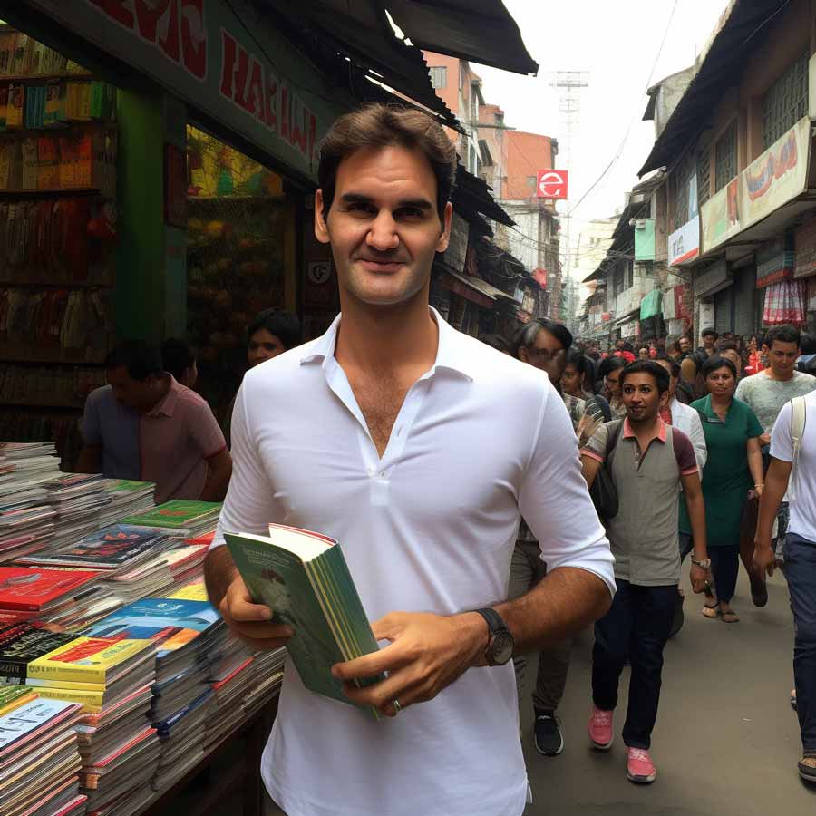 Roger Federer glides his way through College Street and eventually gets his hands on a copy of ‘How to be Eternally Charming’ 