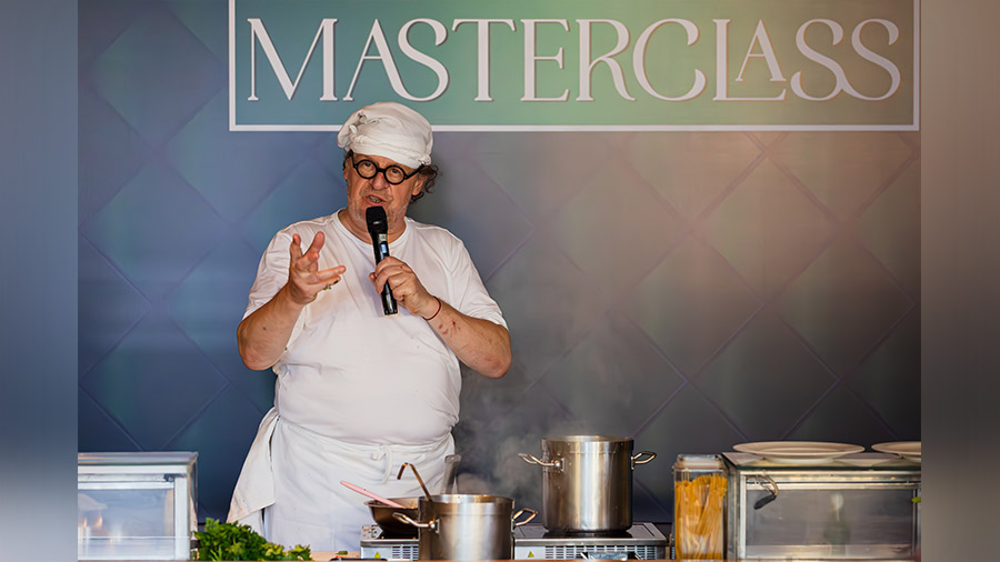 During the masterclass at Four Seasons Hotel Mumbai, White featured two dishes, the Risotto alla Milanese, a classic Italian comfort food and his signature Lamb Wellington