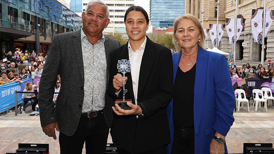 Sam Kerr with her parents Roger and Roxanne Kerr