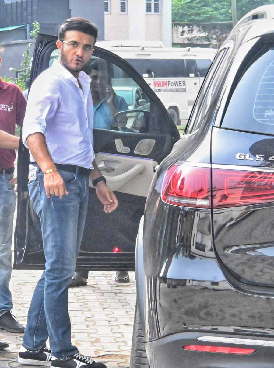 Former BCCI and Team India captain Sourav Ganguly leaves Eden Gardens after an ad shoot on Saturday