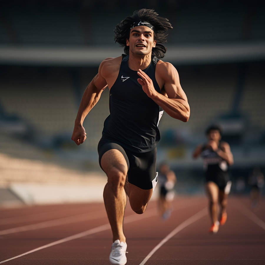 Even with a javelin in hand, the sight of Neeraj Chopra in full flow is one to marvel at. Now imagine what he can do when he does not have to hurl an object weighing 800g across 100m. Chopra’s impressive build and long, muscular legs might make him more suited to running longer distances, but it is not impossible for him to strike gold (again!) should he ever attempt to sprint his way to the finish line!