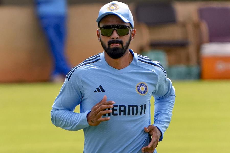 Shubman Gill in full stretch during a fielding session on the final day of the conditioning camp for the Asia Cup in Alur, near Bangalore, on Tuesday.