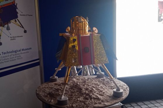 A model of the Vikram lander, that is aboard Chandrayaan 3