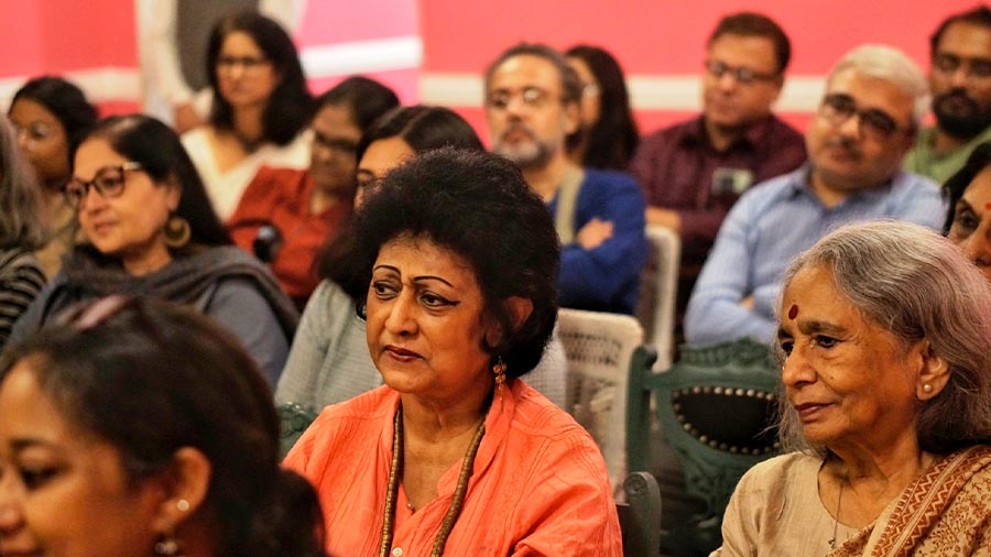 Members of the audience listen to Siddhartha Deb and Sandip Roy converse