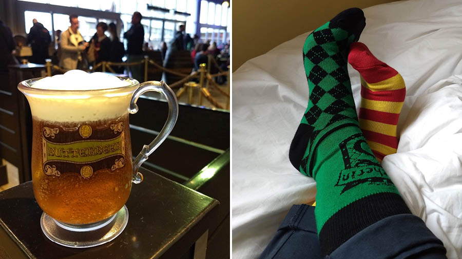 A short stop for Butterbeer at the cafeteria, and mismatched socks for the day 
