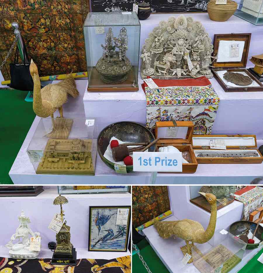 Some prize-winning handicraft items on display at the fair 