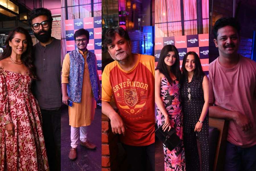 (From left) Anindita and Arna, Rwitobroto, Srijit, Roja and Surangana, Satyam