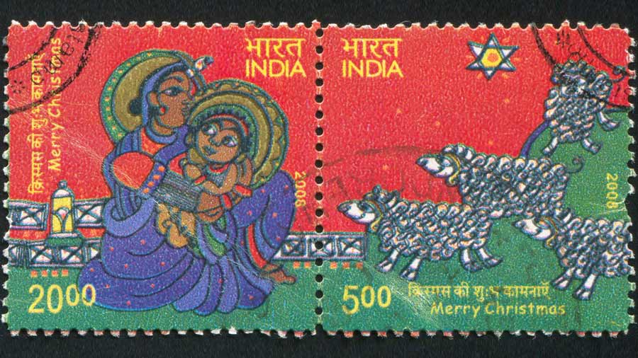 A 2008 commemorative postage stamp depicting Christmas 