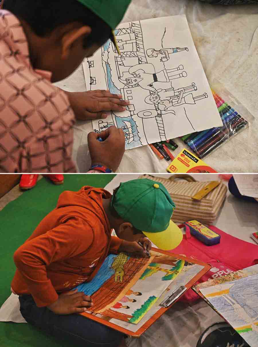 The children were provided with an art kit each comprising drawing sheets, colour pencils, an eraser and a sharpener