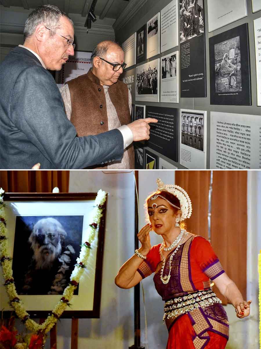 An exhibition on ‘Rabindranath Tagore in Italy’ was inaugurated on Monday at Jorasanko by Dr Gianluca Rubagotti, Consul-General of Italy in Kolkata and Subhro Kamal Mukherjee, vice-chancellor, Rabindra Bharati University, Jorasanko. A dance performance by Padma Shri Ileana Citaristi was also conducted   