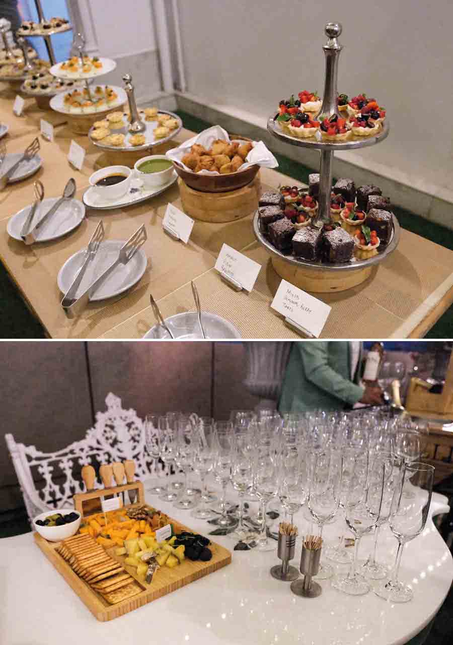 To pair with the wines, a cheese and crackers platter was served up along with small bites like meat samosas, chicken bites on bread, salmon and cream cheese and mini fruit tarts