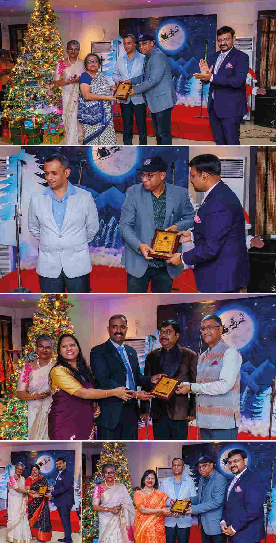 Among those felicitated with mementoes were (From the top) Sonali Nandi, director of Indian Institute of Cerebral Palsy; Alok Sanyal, assistant commissioner of traffic police; Lt. Col. M Manu Nair; Suparna Ghosh, eminent columnist, author and blogger and Indrani Sanyal, general manager (housekeeping), Medica Super Speciality Hospital 