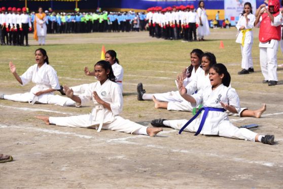 Young girls elevate their confidence through Martial Arts moves.