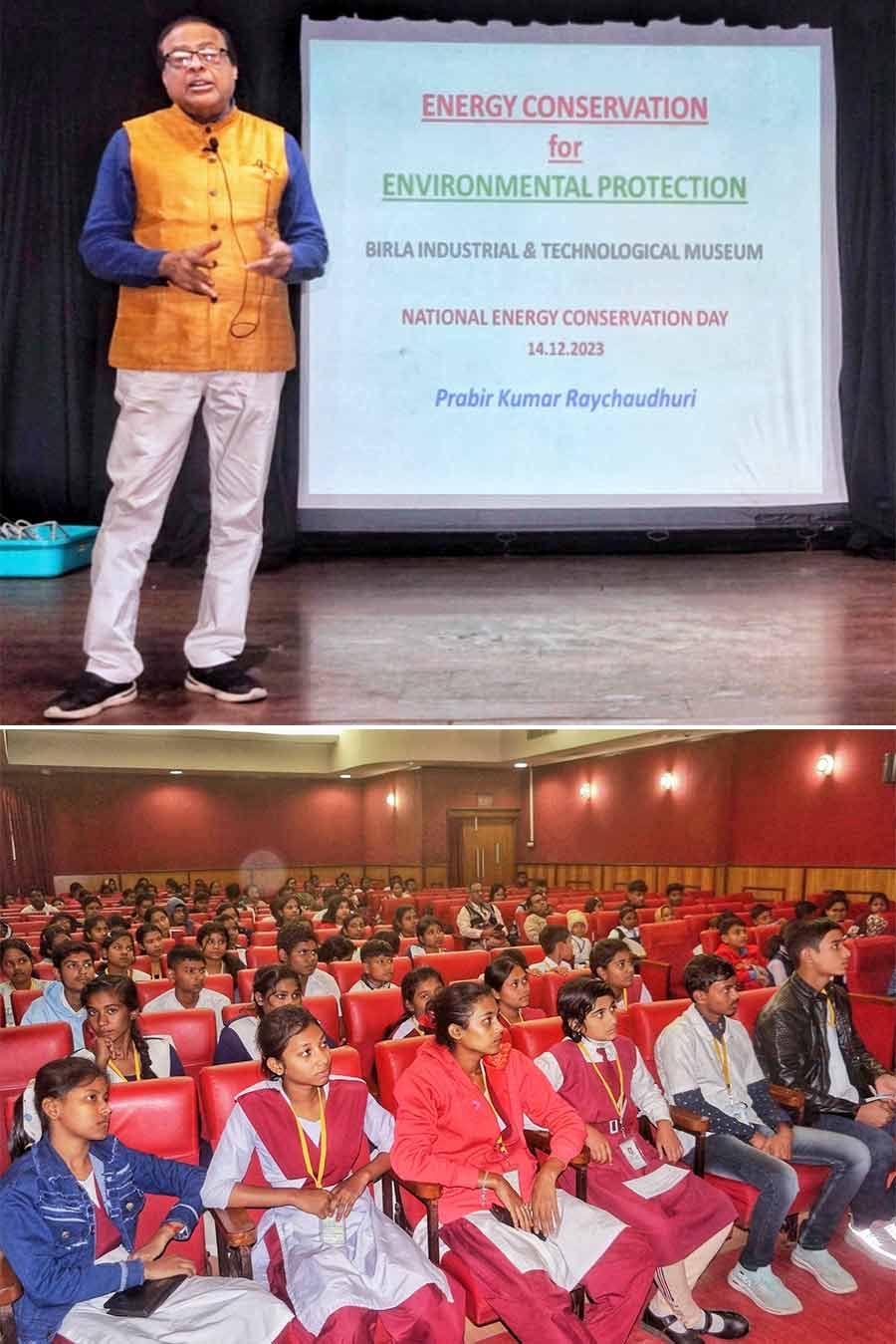 Birla Industrial and Technology Museum celebrated National Energy Conservation Day on Thursday. Prabir Kumar Raychaudhuri, former director of Petroleum Conservation Research Association delivered a lecture on energy conservation. Many school students were present at the programme 