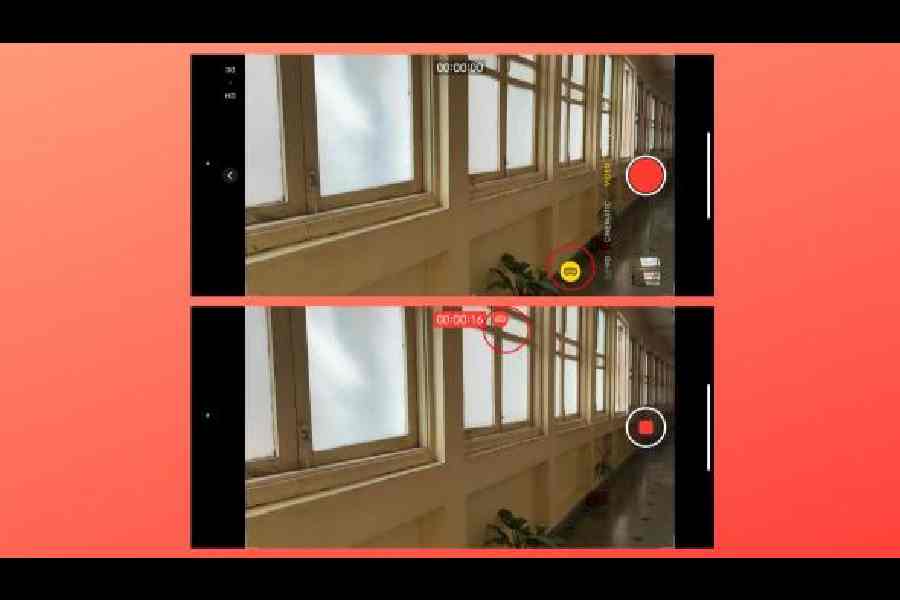 Once you begin filming a Spatial video, the icon will go from yellow to red