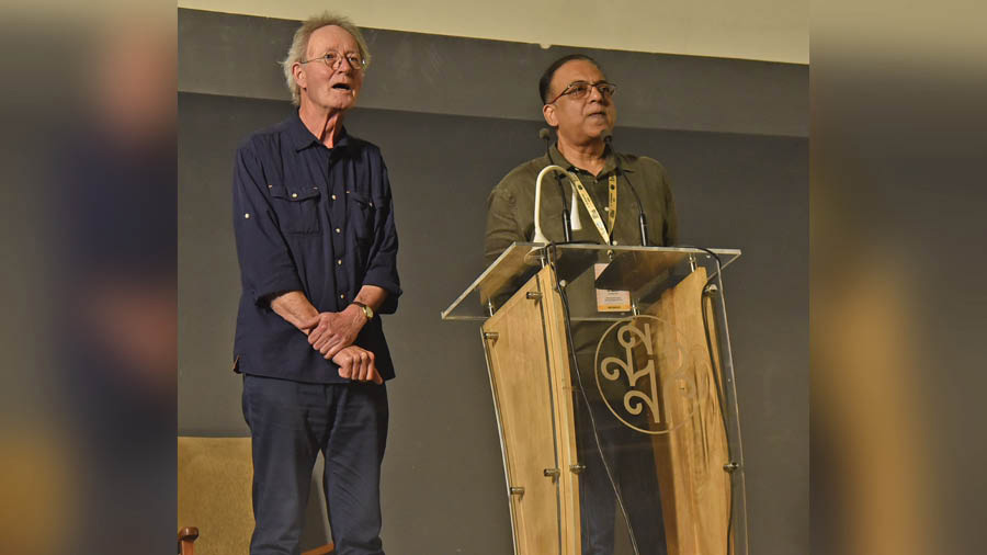 Rolf de Heer (left) with Bengali film director Arindam Sil