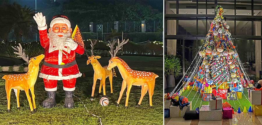 Novotel Kolkata is all decked up for Christmas. The Christmas tree has been decorated with sports equipment this year which will be donated to kids of an NGO after December 31 
