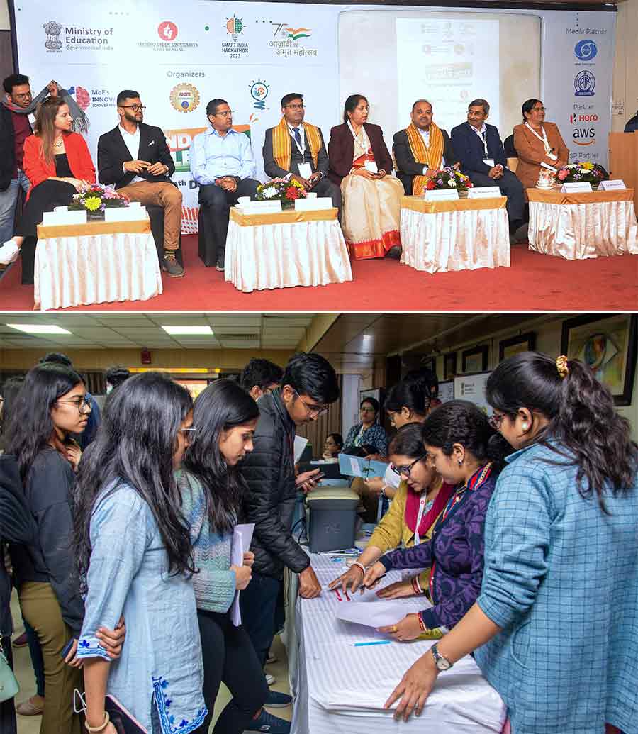 The inauguration of Smart India Hackathon (SIH), 2023, a nationwide initiative by the Ministry of Education’s innovation cell, was held at Techno Main Salt Lake and Techno India University campus. Over 12,000 participants attended this year’s SIH grand finale at the national level  