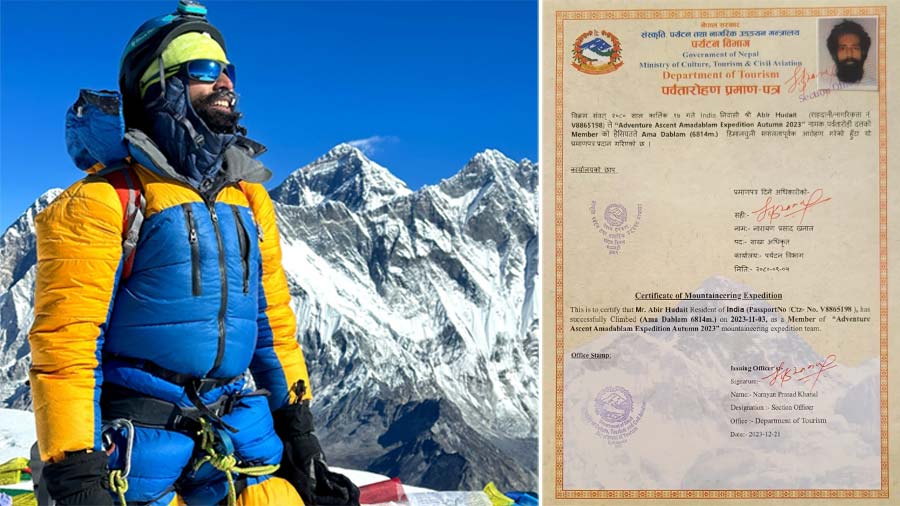 Abir Hudait has also scaled Nepal’s Island Peak in October 2022