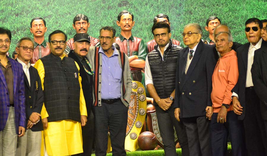 Yatihashik Amar Akados statue was inaugurated by cricketer Sourav Ganguly at Mohun Bagan Ground on Thursday   