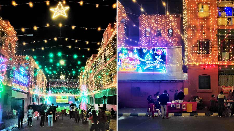 The lights at Bow Barracks were inaugurated simultaneously. Santa is expected to come to the area on December 22, bearing gifts for over 300 children.