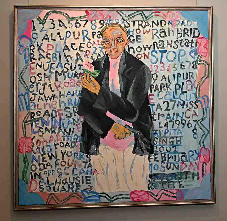 Arpita Singh’s 2002 creation ‘Smooth Route’ was one of the main attractions at the exhibition. An oil on canvas painting, it is a beautiful figurative exploration of her contemplations 