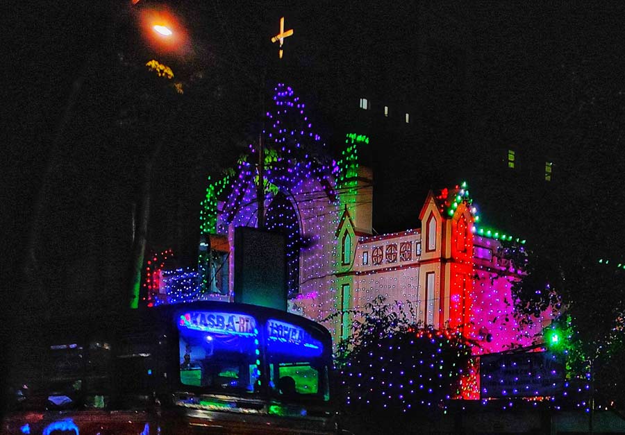 A church near the Park Circus seven-point crossing is decked up on Saturday to usher in the Christmas festivities