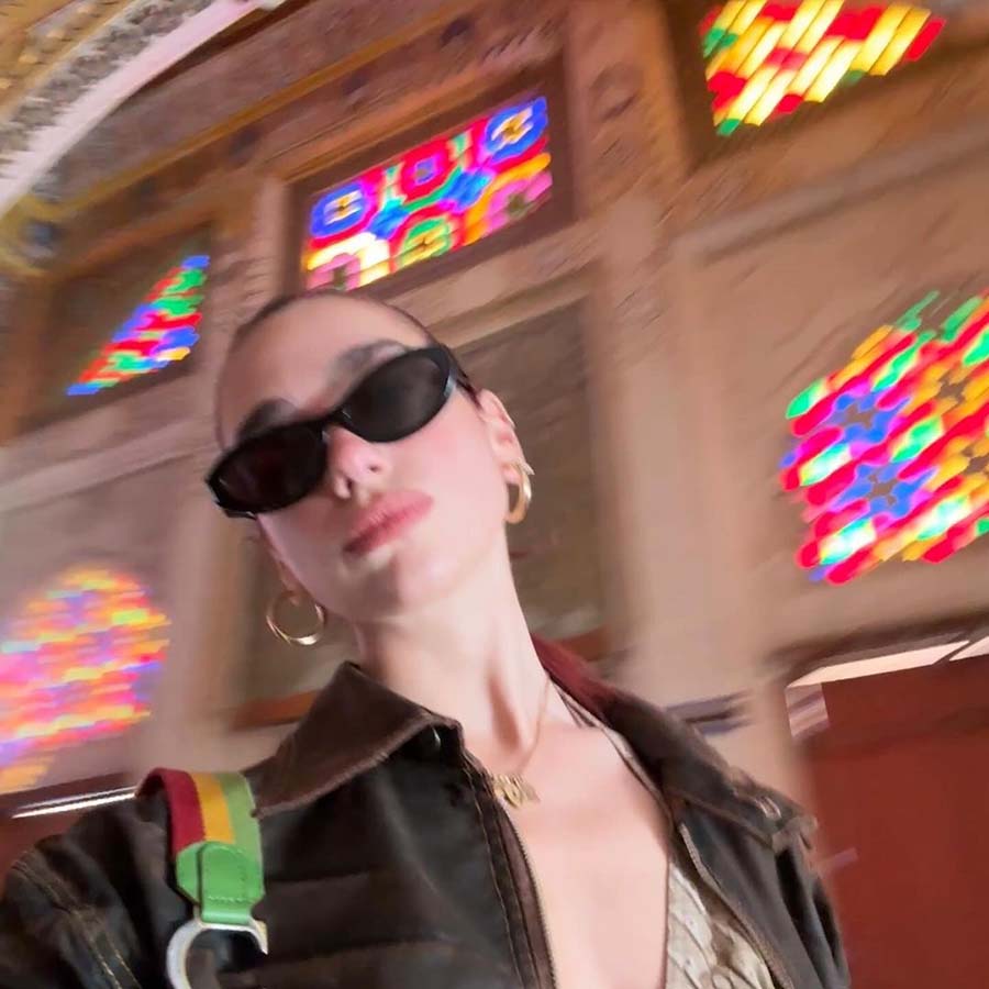 Dua also sported a brown leather jacket, a golden dress and sunglasses on one of her outings.