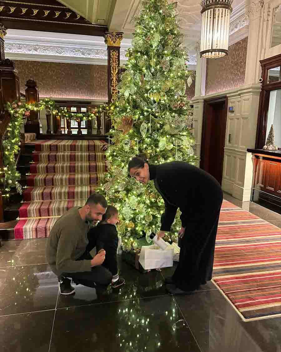 Sonam Kapoor celebrated Christmas with husband Anand Ahuja and son Vayu at their residence in London.