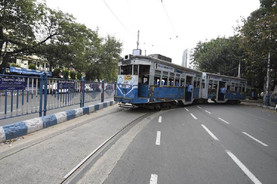 A tram in the city