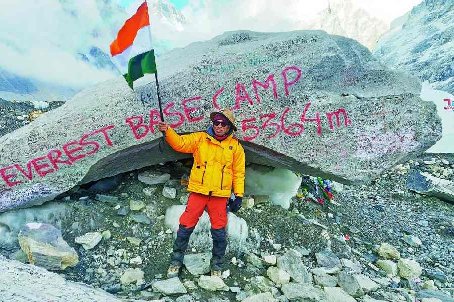 New Town resident Naba Kumar Mondal at the Everest base camp