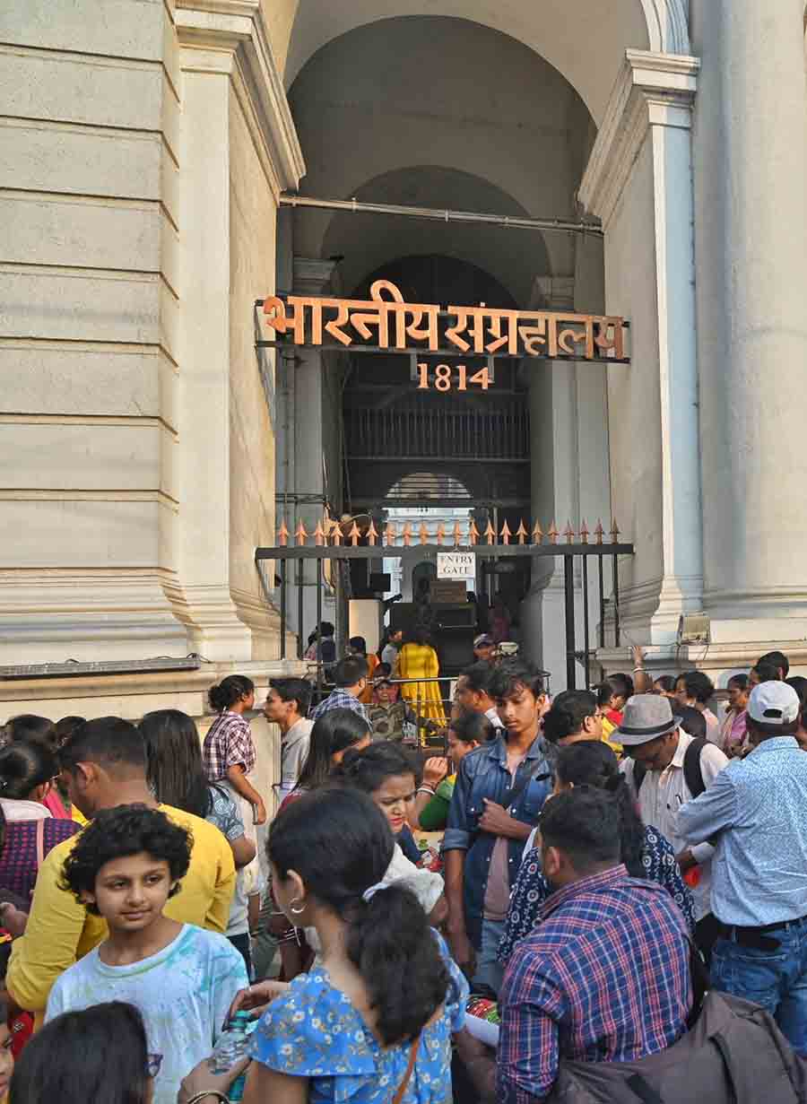 Visitors thronged the Indian Museum on Friday afternoon