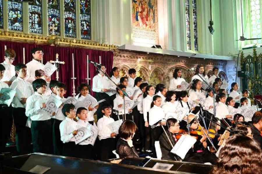 The junior choir group of Calcutta International School performed along with the Kolkata Symphony Orchestra