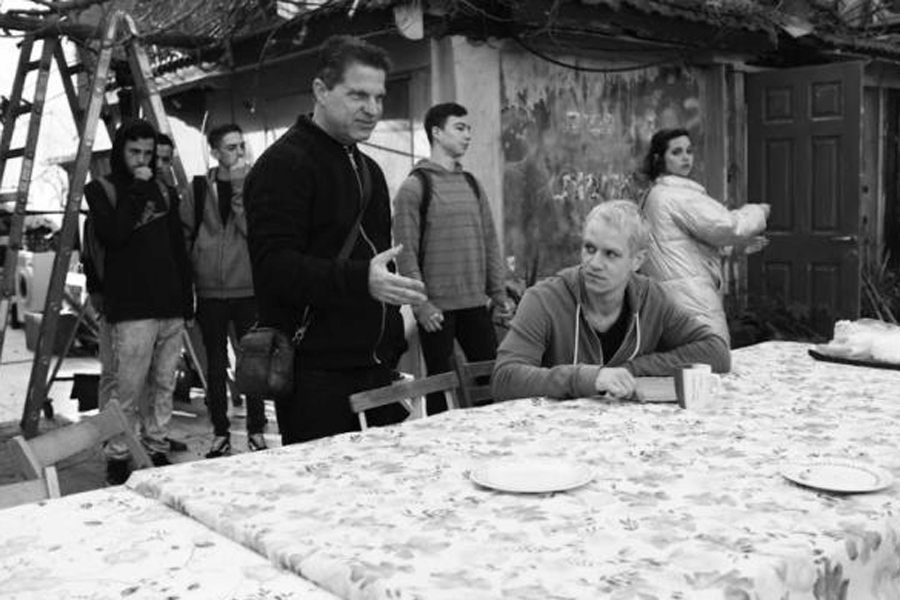 Director Erez Tadmor on the sets of his film.