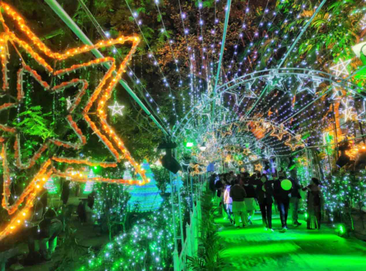 An illuminated Park Street on December 25. Allen Park shone with lights and echoed with music for the Kolkata Christmas Festival  