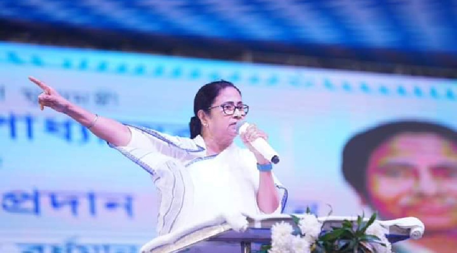 West Bengal CM Mamata Banerjee at a state government programme in Burdwan town on Thursday