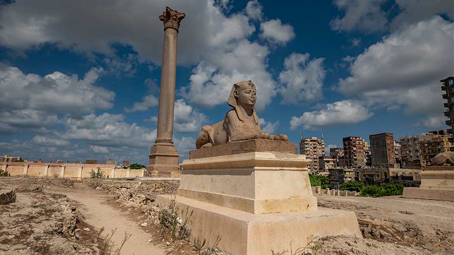 Pompey's Pillar with the Sphinx 