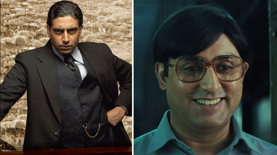 (L-R) Abhishek Bachchan in Guru and Bob Biswas 