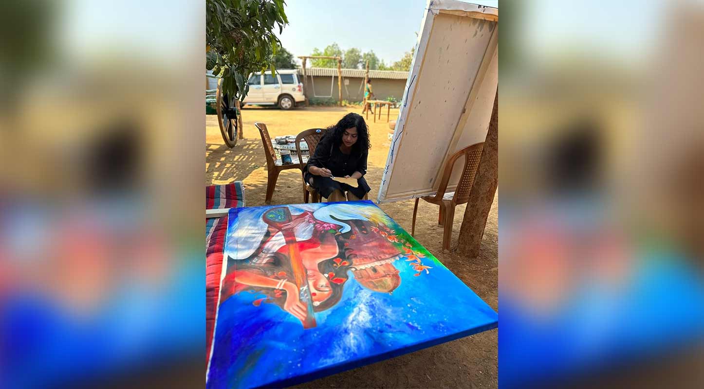 Dr. Shalini Mitra, a US-based scientist, painted this picture of goddess Saraswati as a tribute to the specially abled