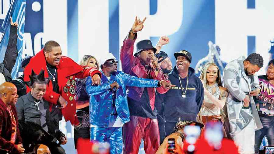Honouring 50 years of hip-hop, a collaborative performance curated by QuestLove and featuring artistes like Big Boi, Black Thought, ICE_T, Lil Baby, GloRilla, RUN-D.M.C, Pepa, Scarface, Queen Latifah, Nelly et al brought the heat to the Grammy stage in a much-needed celebration of the genre and rich musical history.