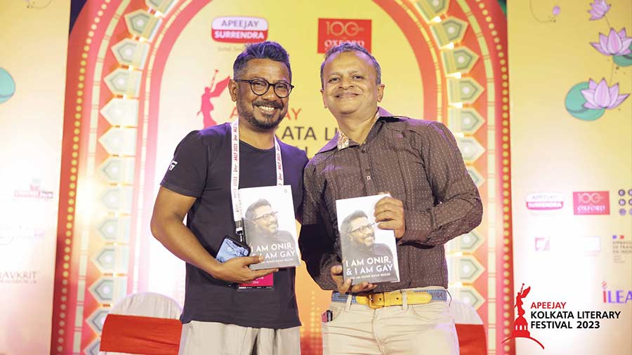 Onir and Sandip Roy at AKLF with the former’s book